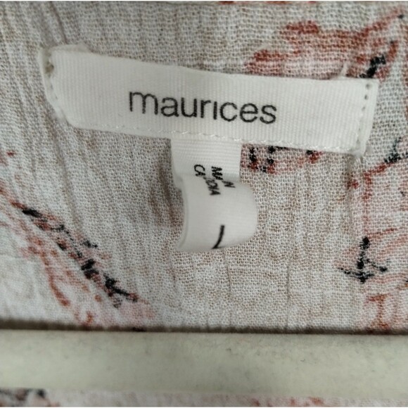 Maurice Top Women's L Short Sleeve Smock Henley Popover Earth Tone Cottage Gorp - Picture 6 of 7